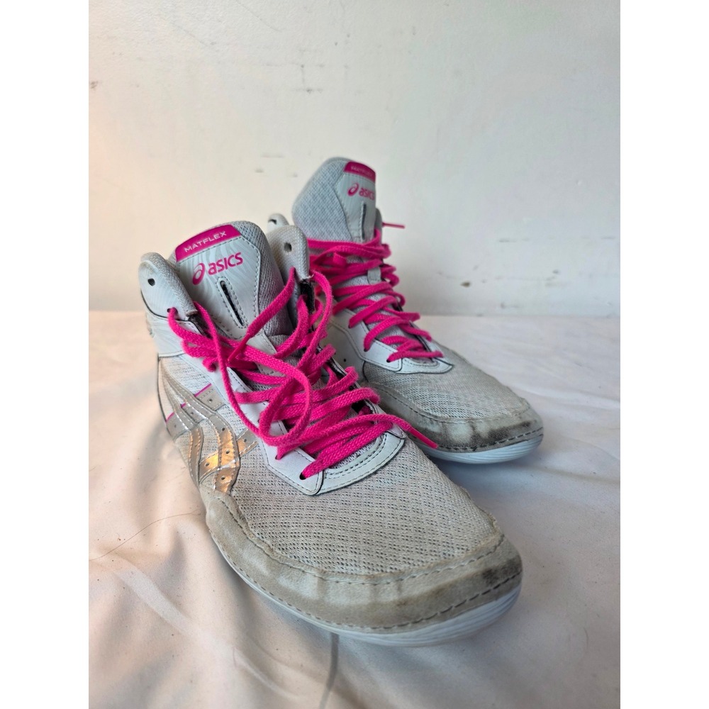 Asics Matflex Wrestling Shoes Grey Silver Pink 1081A051 Mens 9.5 Womens 11